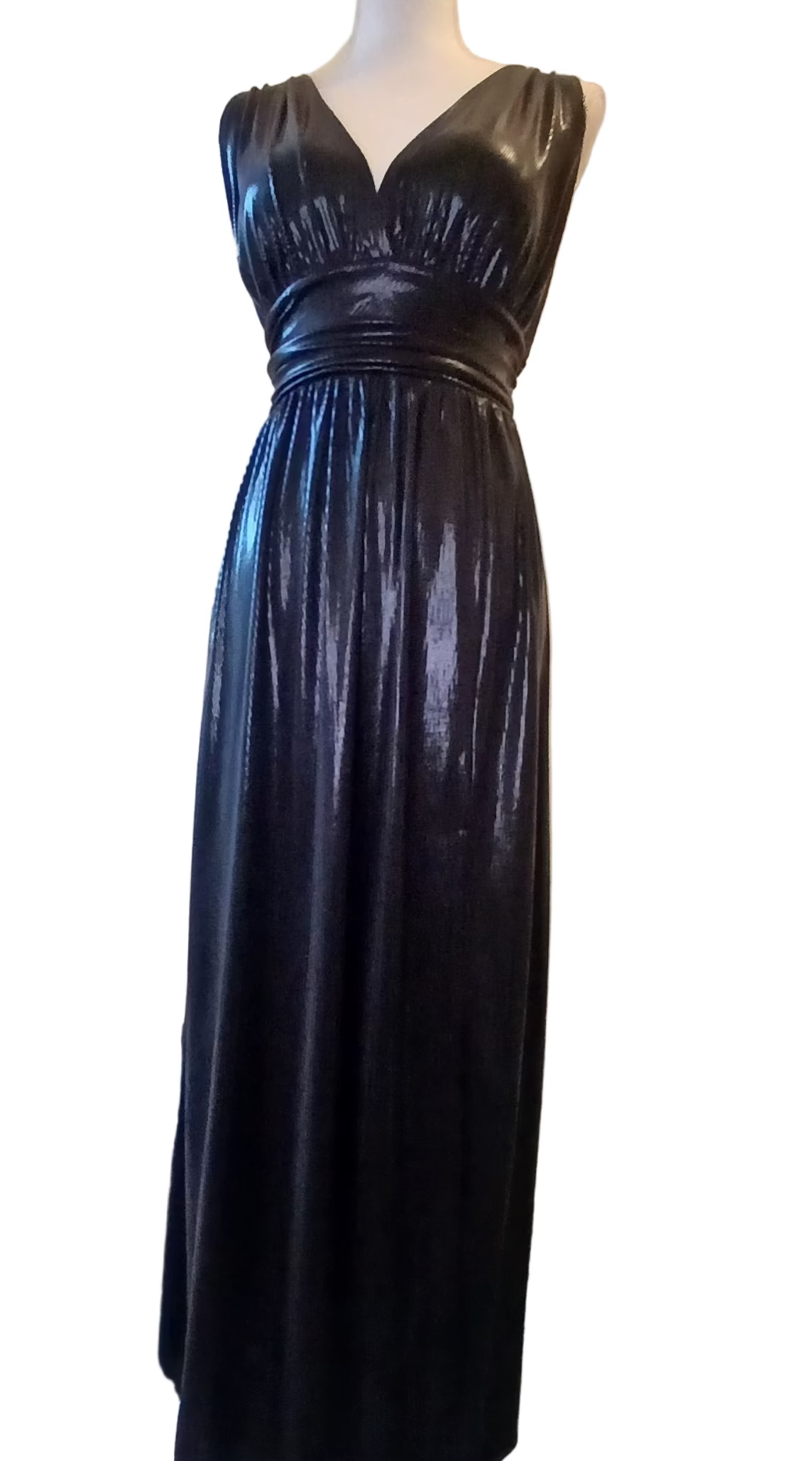 Robe de soirée longue noire fendue en tissu brillant – Élégante et glamour