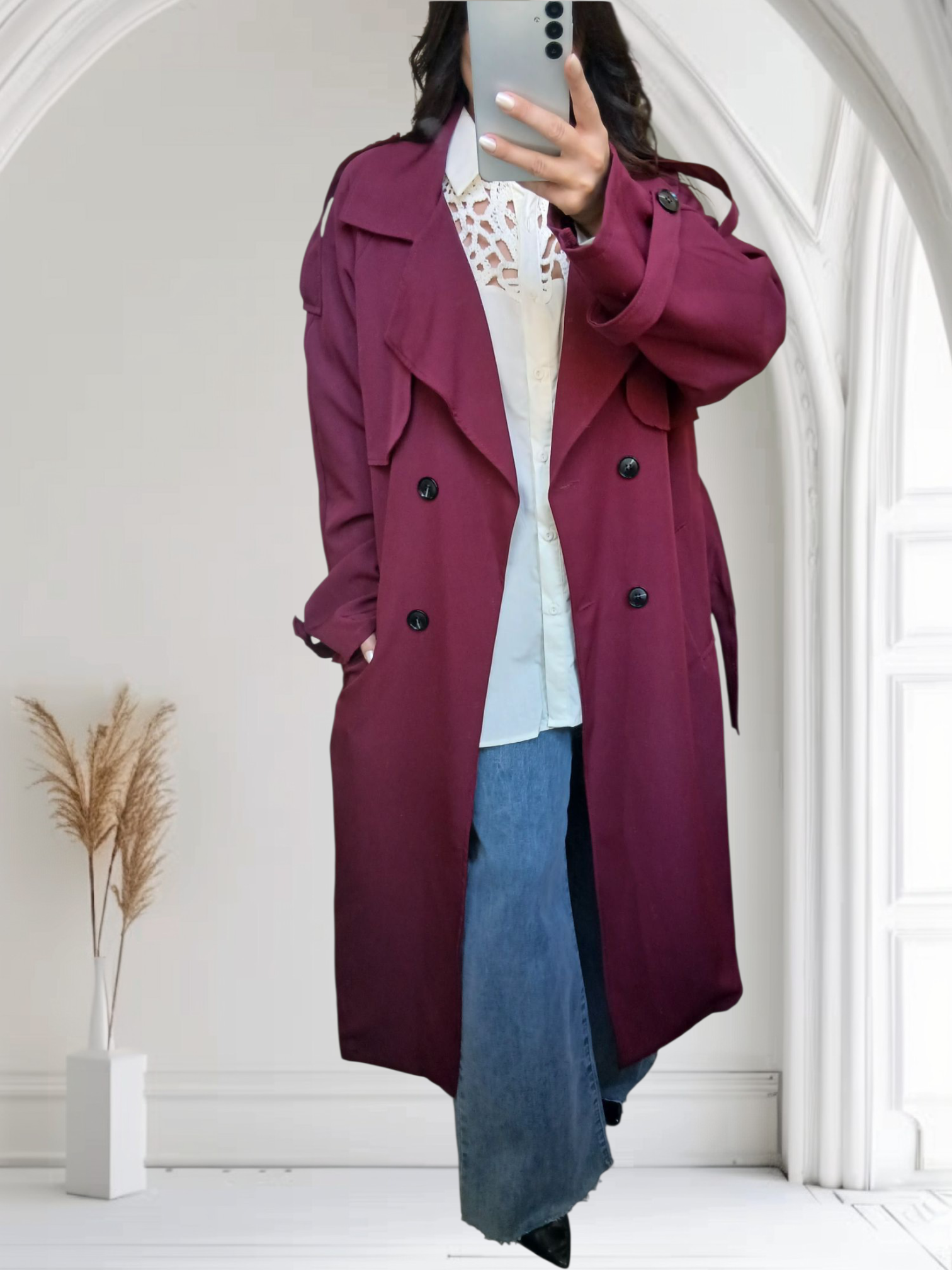 Trench oversize bordeaux