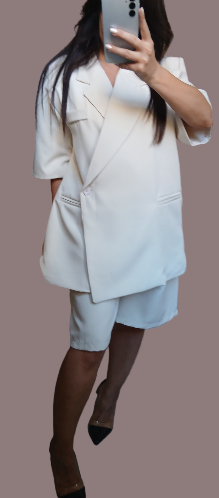 Ensemble tailleur bermuda crème