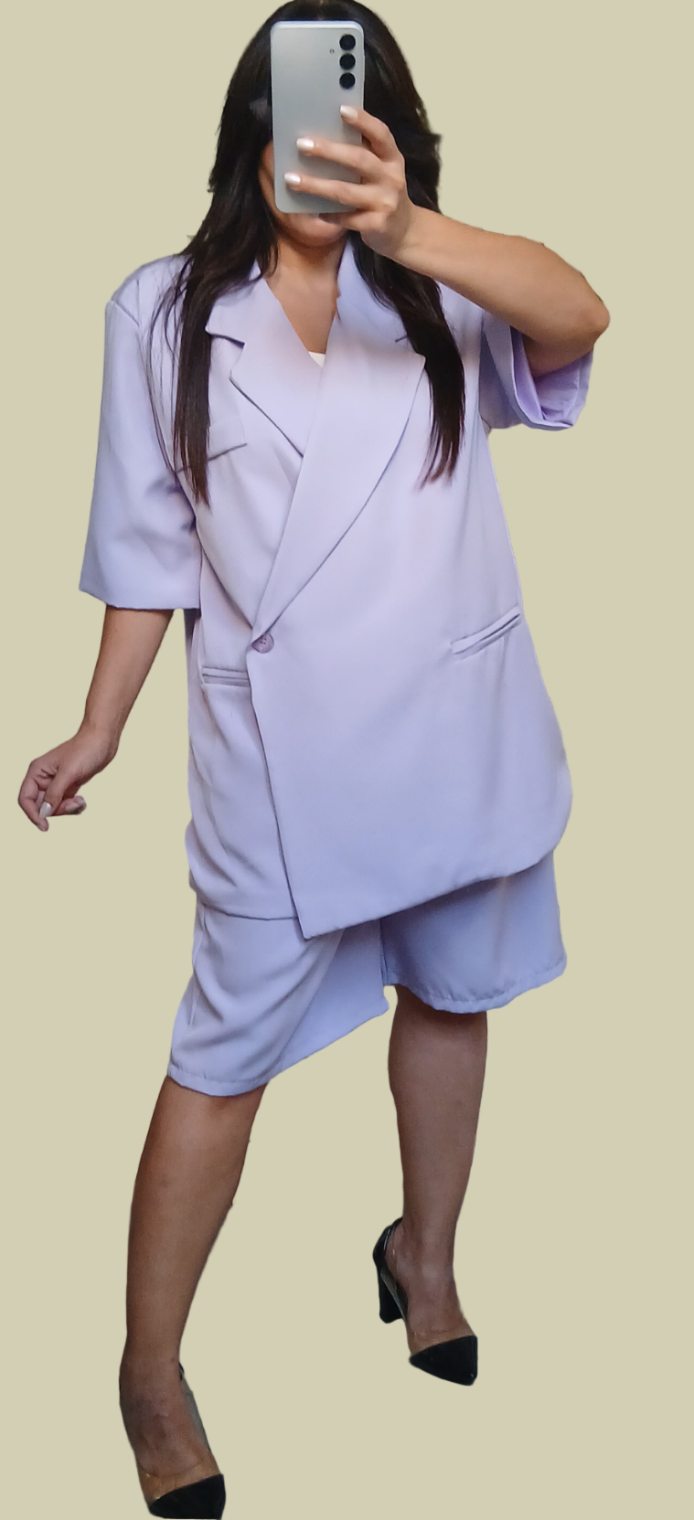 Ensemble tailleur bermuda lilas