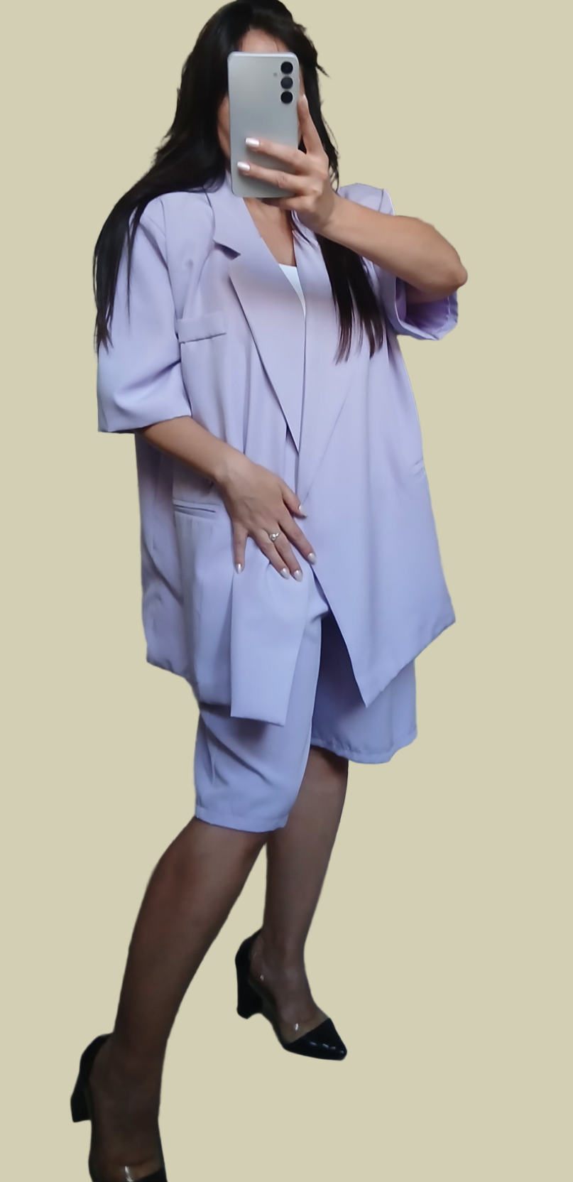 Ensemble tailleur bermuda lilas