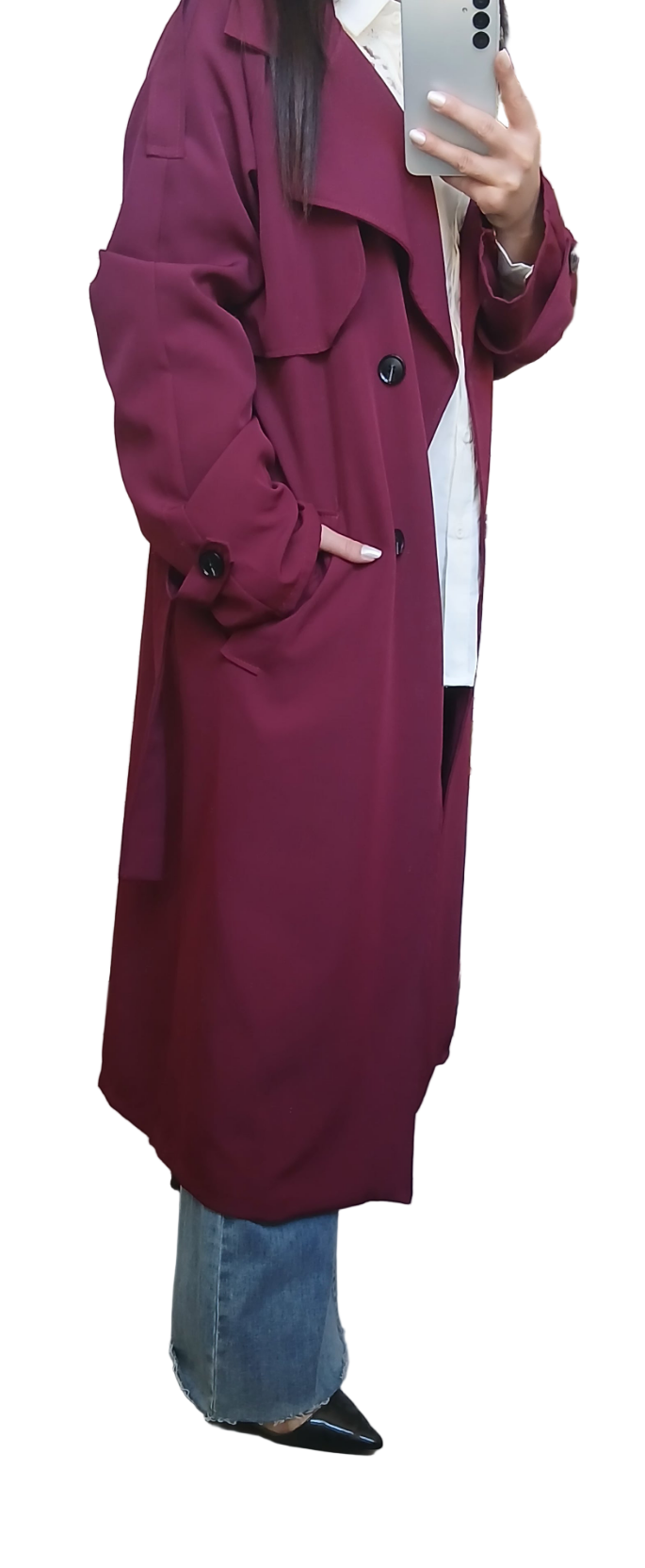 Trench oversize bordeaux