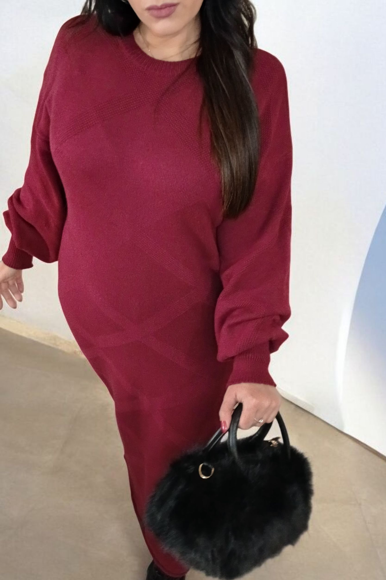 Robe Pull Longue Bordeaux – Coupe Élégante & Confort Cocooning | Fashion Muse Avenue