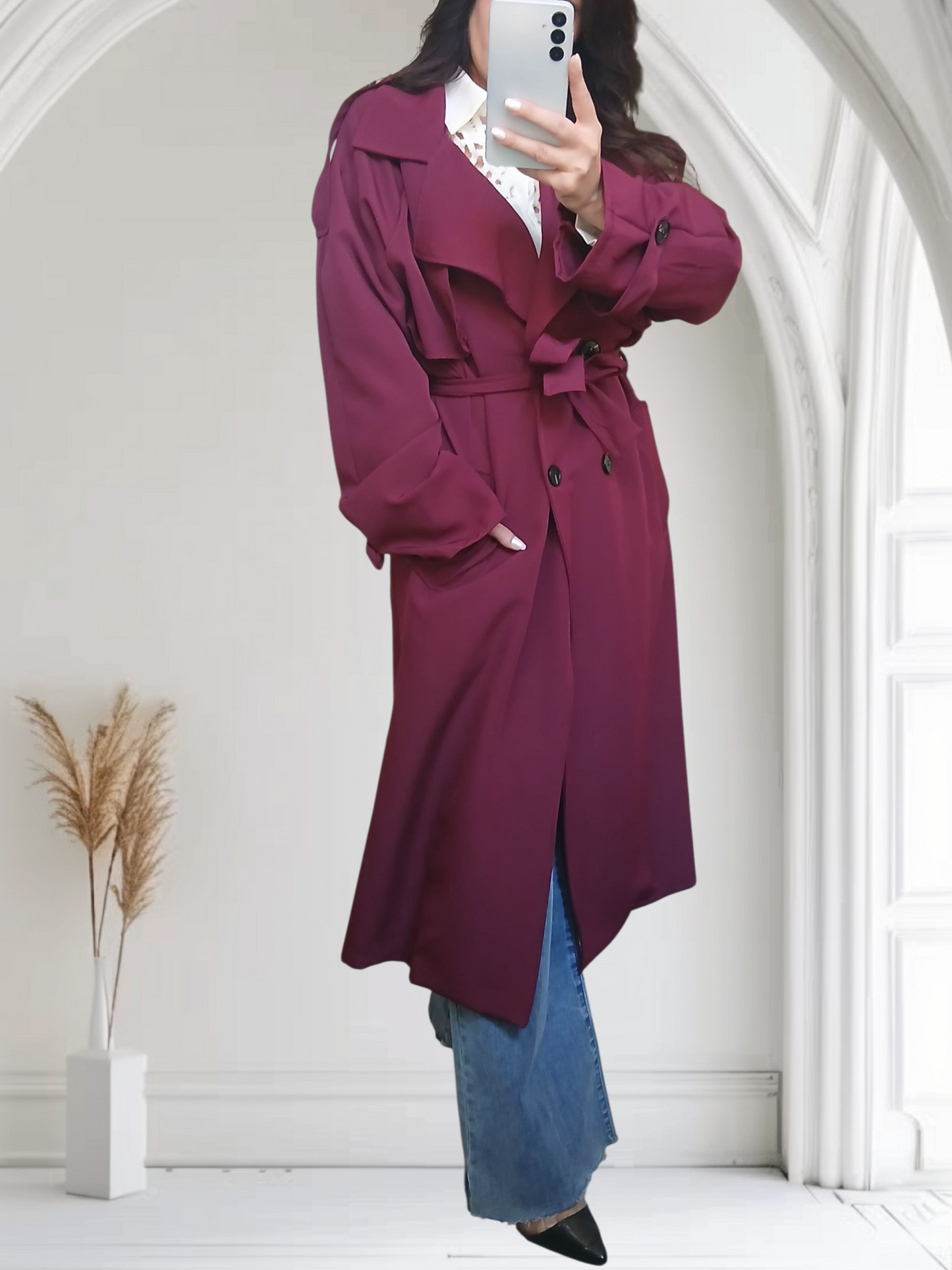 Trench oversize bordeaux