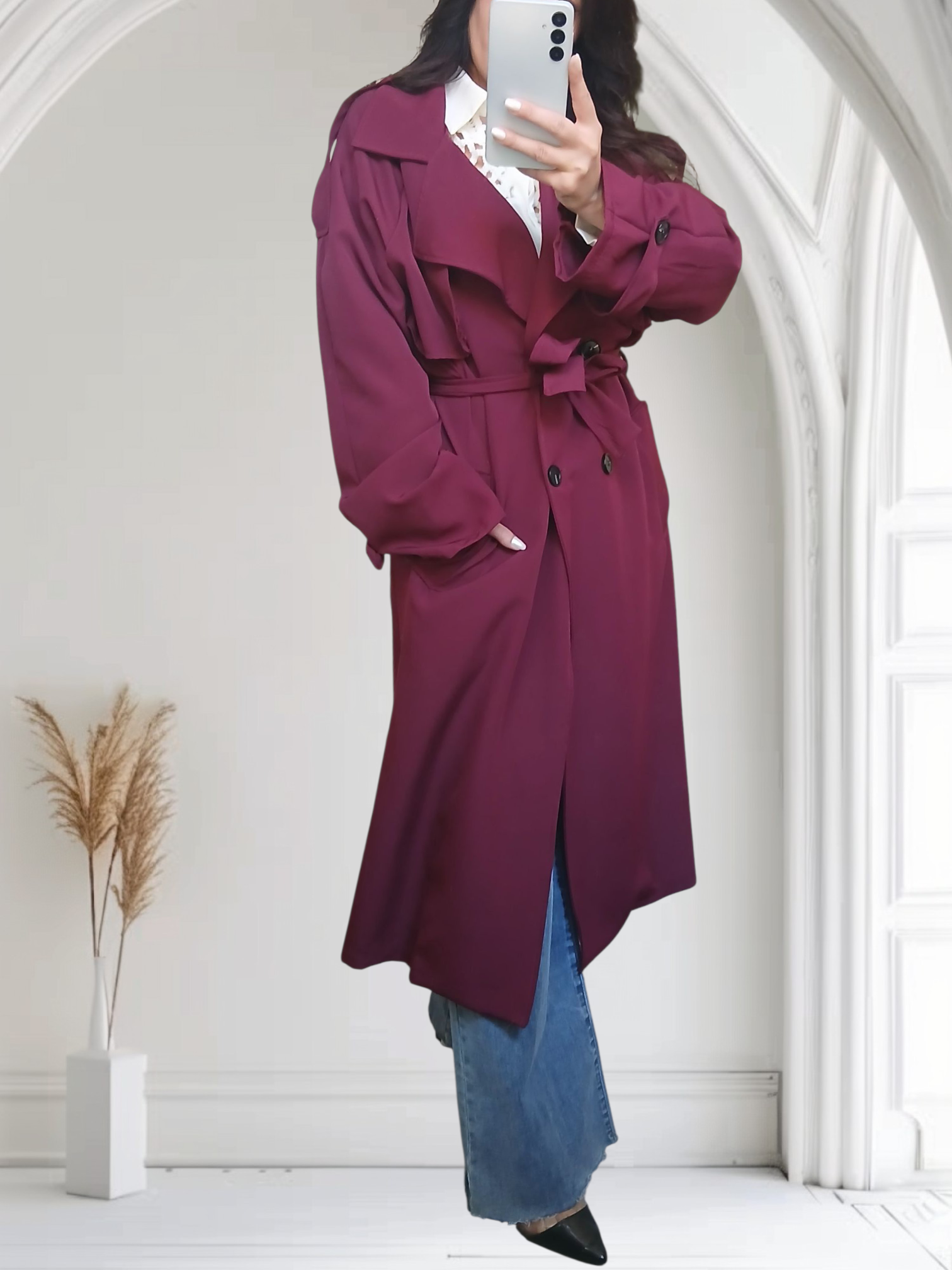 Trench oversize bordeaux