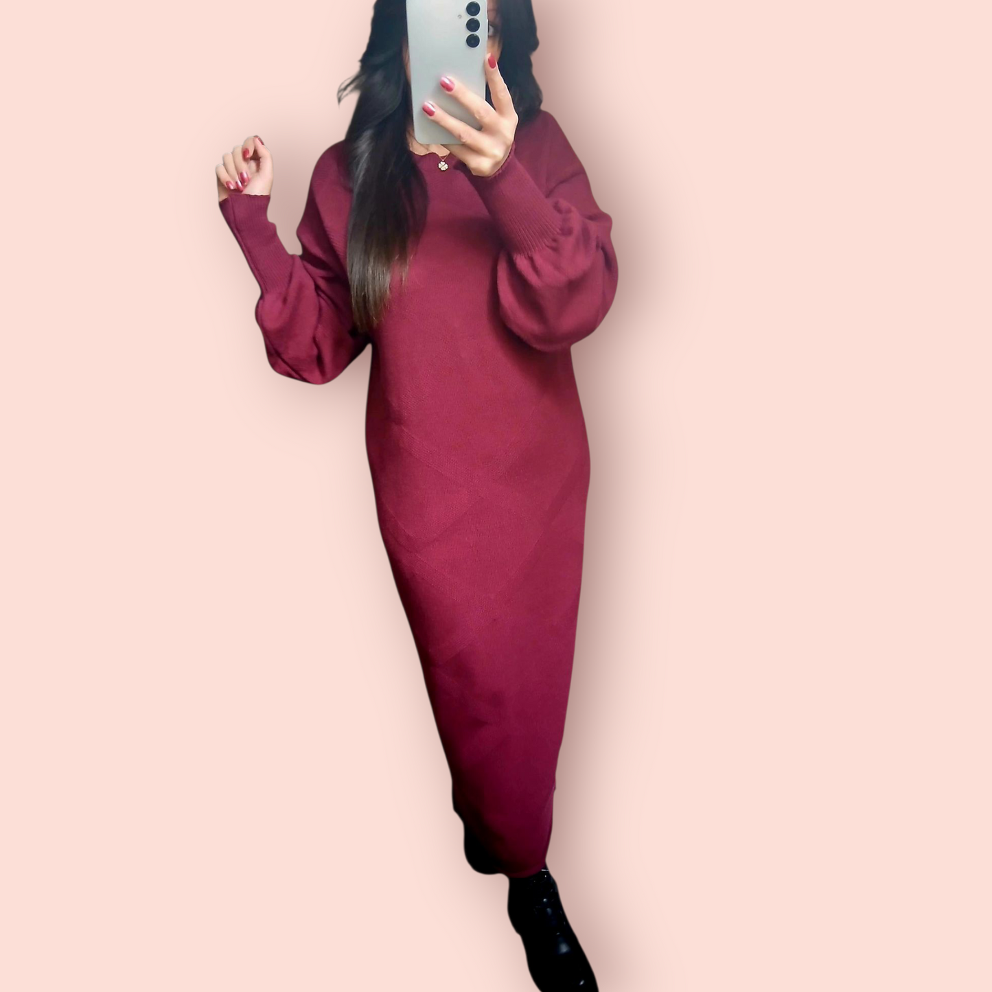Robe Pull Longue Bordeaux – Coupe Élégante & Confort Cocooning | Fashion Muse Avenue
