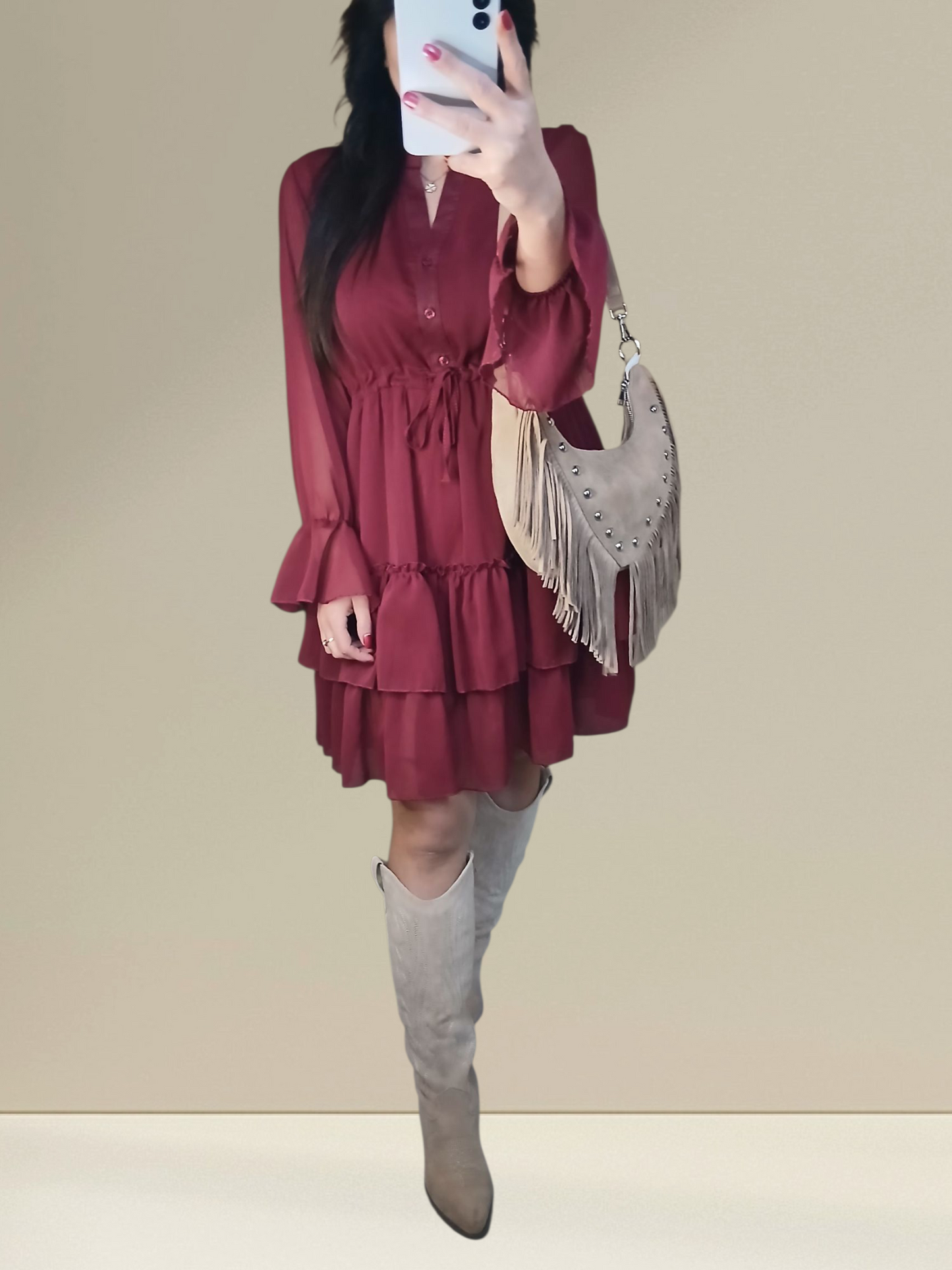 Sac à main franges beige en suédine – Chic, tendance et léger