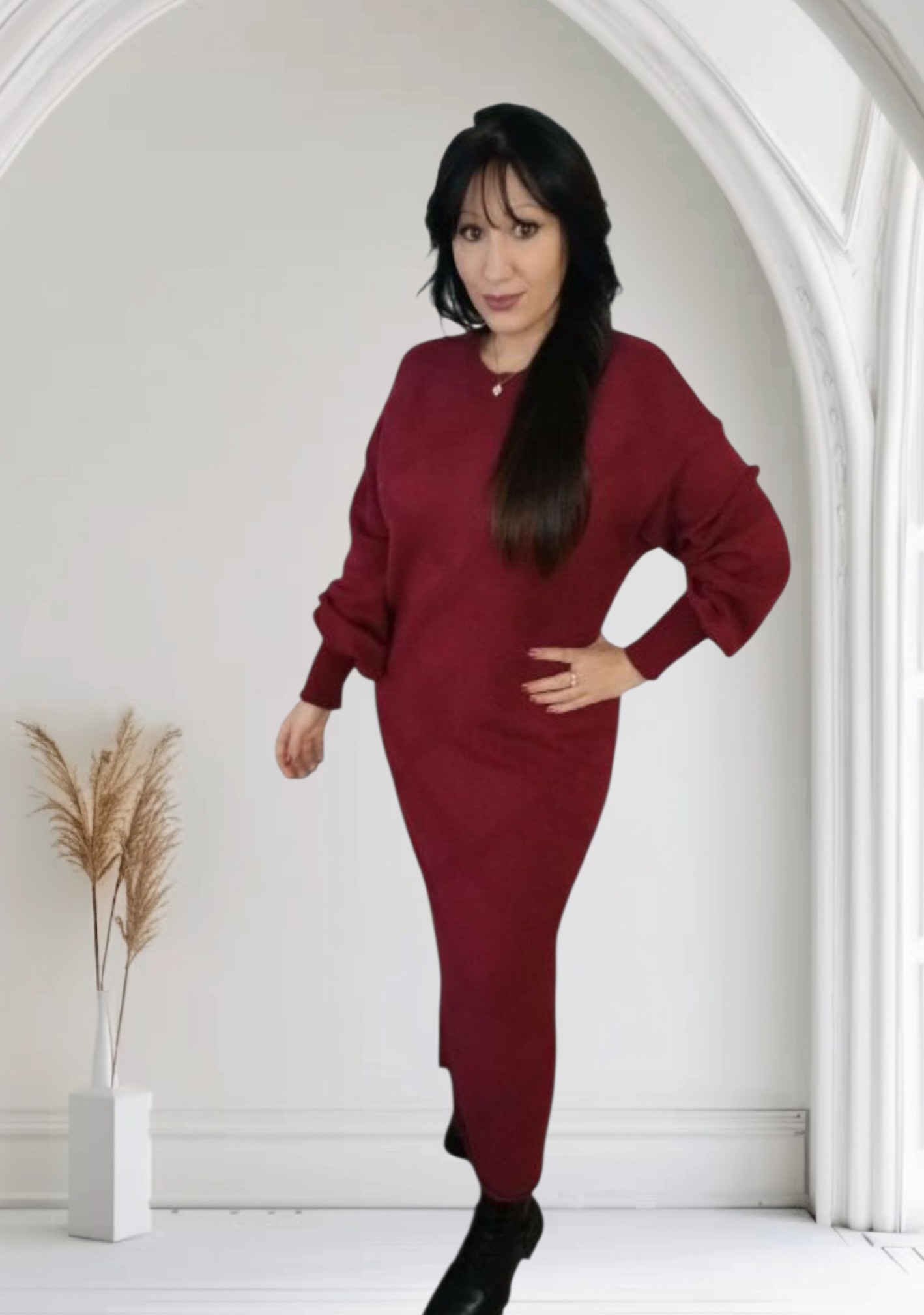 Robe Pull Longue Bordeaux – Coupe Élégante & Confort Cocooning | Fashion Muse Avenue