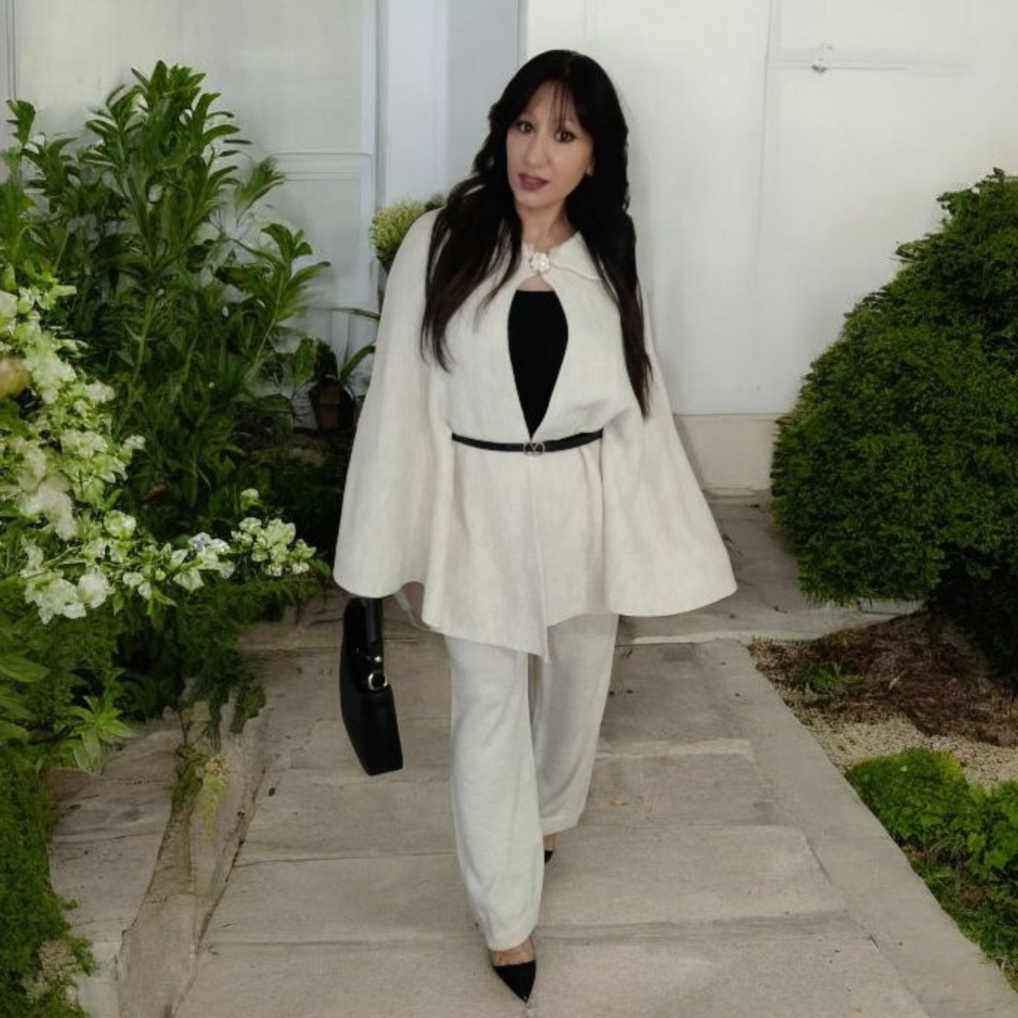 Ensemble Maille Beige Femme – Cape Cardigan Ceinturée & Pantalon Chic | Fashion Muse Avenue