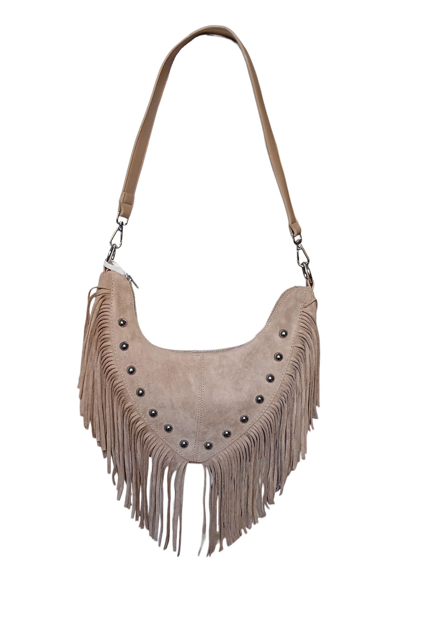 Sac à main franges beige en suédine – Chic, tendance et léger