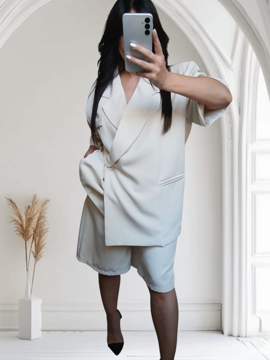 Ensemble tailleur bermuda crème