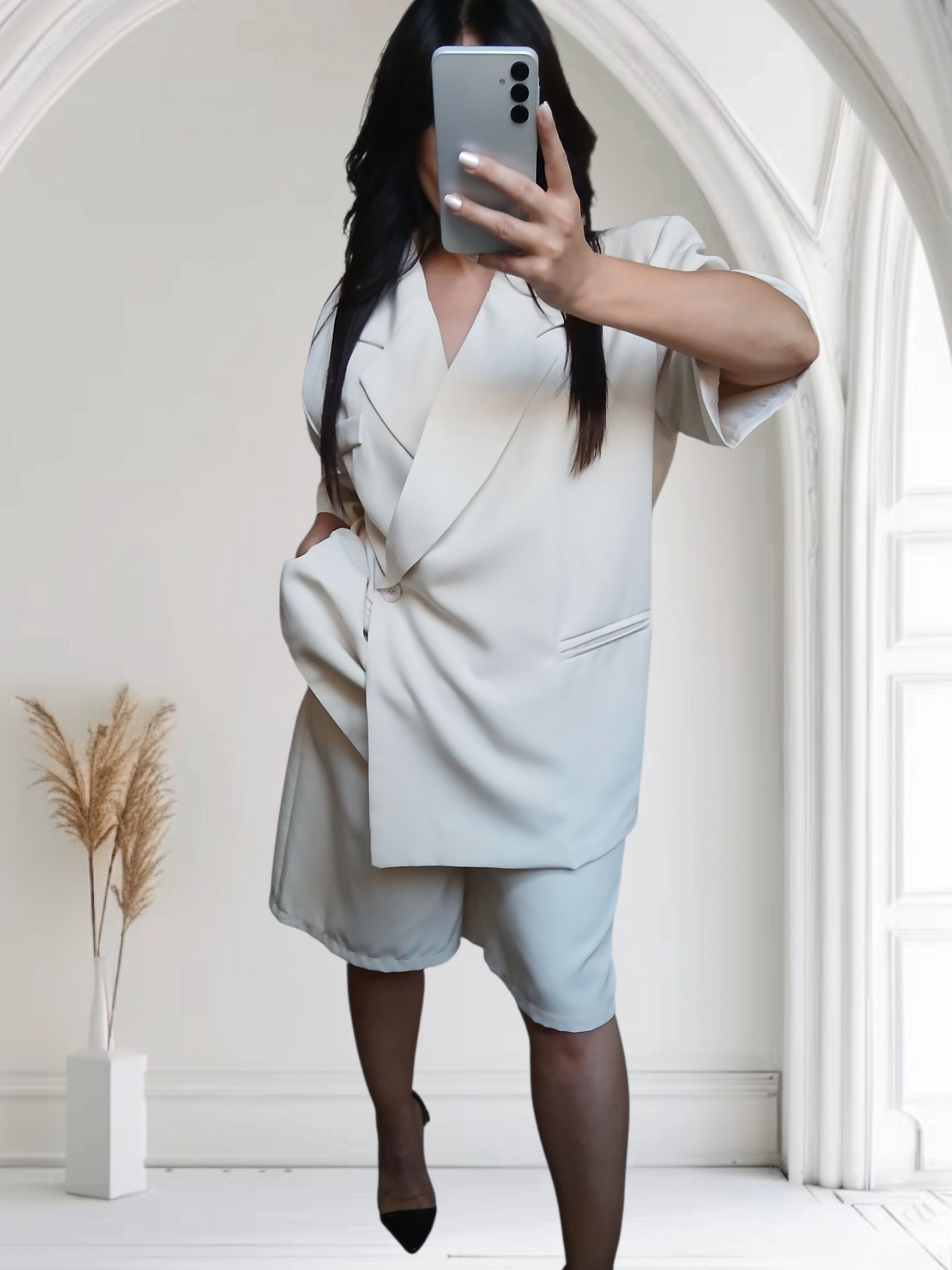 Ensemble tailleur bermuda crème