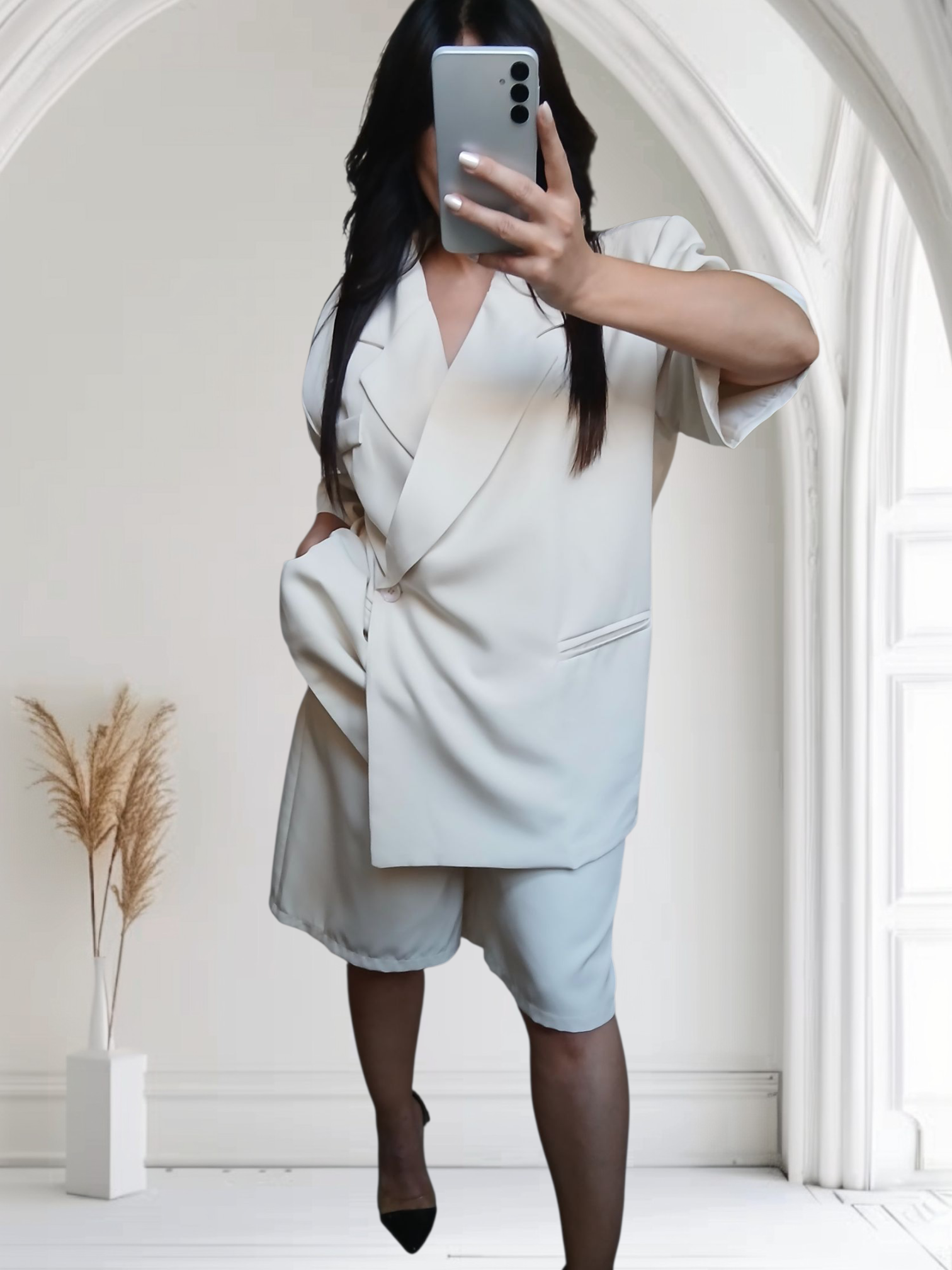 Ensemble tailleur bermuda crème