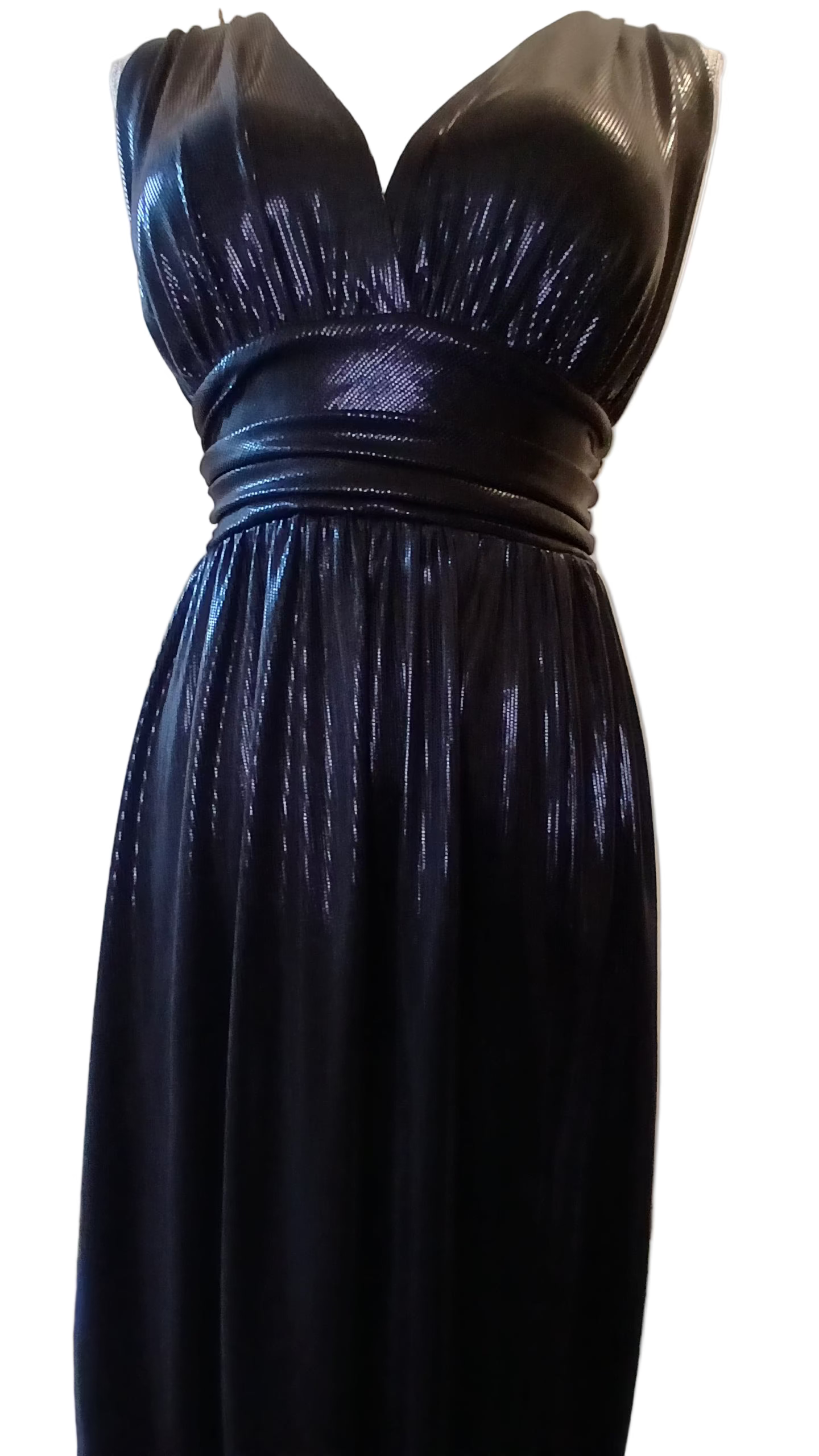 Robe de soirée longue noire fendue en tissu brillant – Élégante et glamour