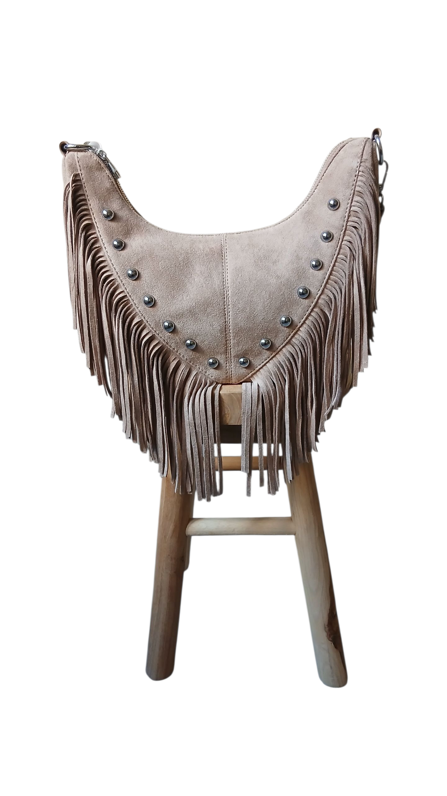 Sac à main franges beige en suédine – Chic, tendance et léger