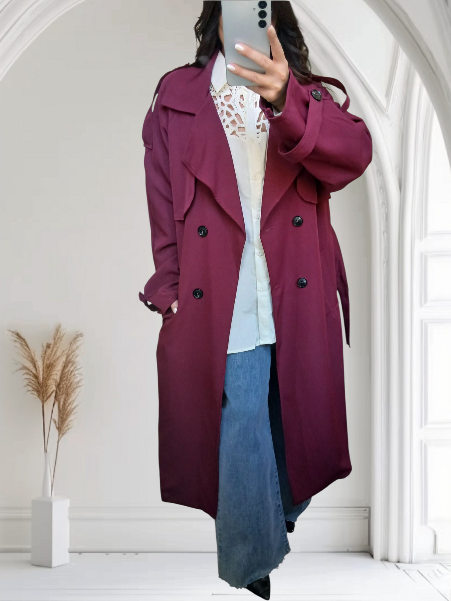 Trench oversize bordeaux
